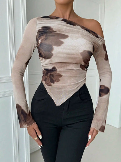 Sweet Spice Mesh Off-Shoulder Crop Top
